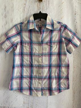 Wrancher by Wrangler Women’s Pearl Snap Short-Sleeve Plaid Shirt